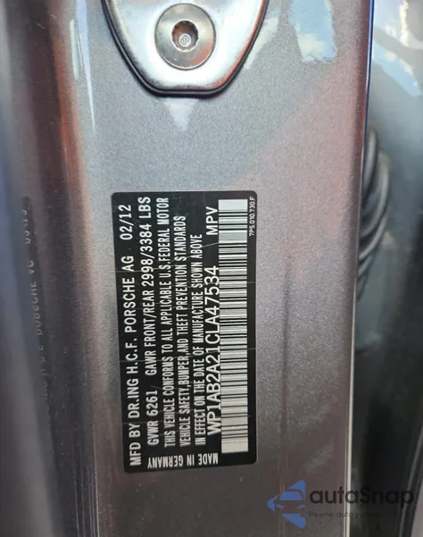 2012 Porsche Cayenne S z USA, uszkodzony, nr VIN WP1AB2A21CLA47534